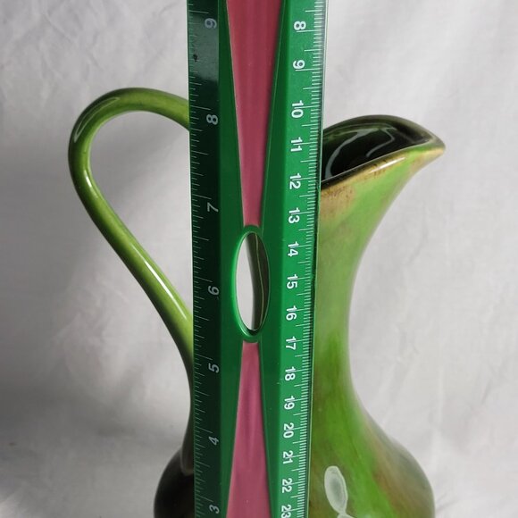 Vintage Canadian Art Studio Pottery Green Drip Glaze Pitcher Jug Canada W87 - Picture 8 of 9